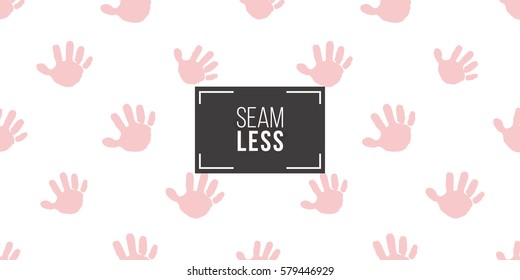 Modern kids soft colored seamless pattern with hand print. Hand drawn graphic with tender cute minimalistic scandinavian cartoon elements isolated on white background