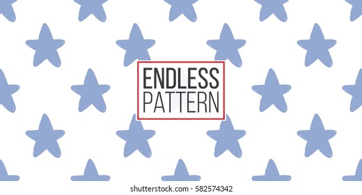 Modern kids soft colored seamless pattern with star. Hand drawn graphic with tender cute minimalistic scandinavian cartoon elements isolated on white background