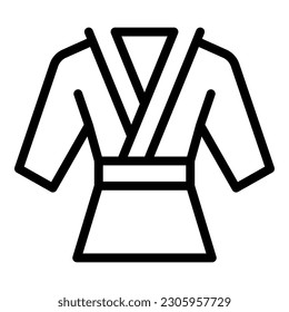Moderne Kimono-Symbol-Umrissvektor. Baumwollkarre. Judo-Gürtel