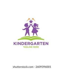 Modern Kindergarten Logo Design Vector Childcare Nursery and Education Themes