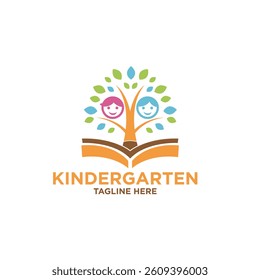 Modern Kindergarten Logo Design Vector Childcare Nursery and Education Themes