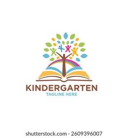 Modern Kindergarten Logo Design Vector Childcare Nursery and Education Themes