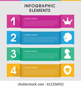 Modern king infographic template. infographic design with king icons includes lion, Crown. can be used for presentation, diagram, annual report, web design. 