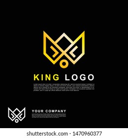 Modern king logo template. Premium gold color crown logo.