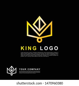 Modern king logo template. Premium gold color crown logo.