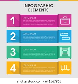 Modern kit infographic template. infographic design with kit icons includes luggage storage. can be used for presentation, diagram, annual report, web design.
