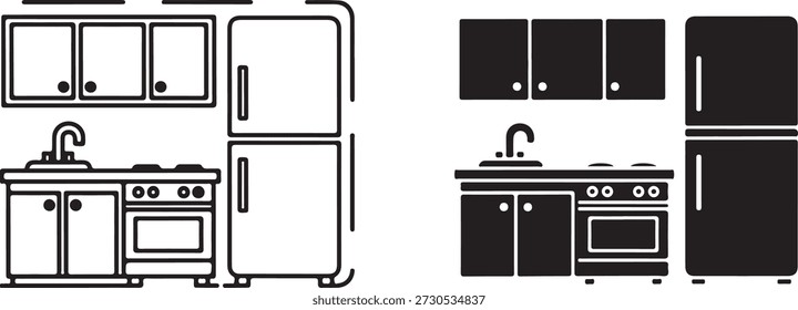 Diseño moderno del aparato de cocina aislado en el fondo blanco, ilustración