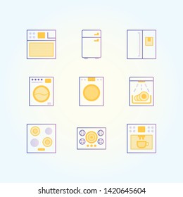 Modern kitchen appliances illustrations on the light gradient background