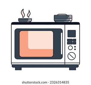Modern kitchen appliances microwave icon isolated