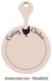 Modern kitchen board for cutting a bird, chicken. Round board of pink color.