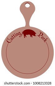 Modern kitchen board for pork cutting. Round brown board.