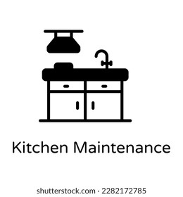 A modern kitchen cabinets icon in solid style 