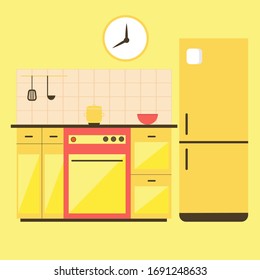 modern kitchen design flat art