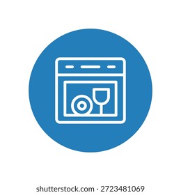 Modern kitchen dishwasher appliance icon for home interior vector set.