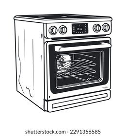 Modern kitchen equipment stove, oven icon isolated