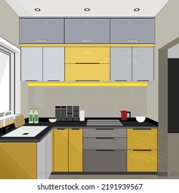 Cocina moderna, equipada con una zona de almacenamiento de artículos y utensilios de cocina cuidadosamente distribuidos