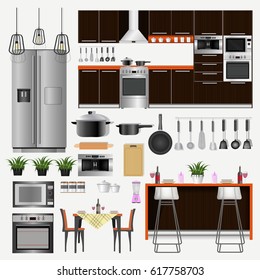 Modern kitchen Flat style illustration.