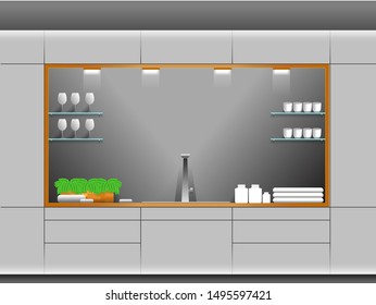 Modern Kitchen with grey futuristic concept background vector EPS 10