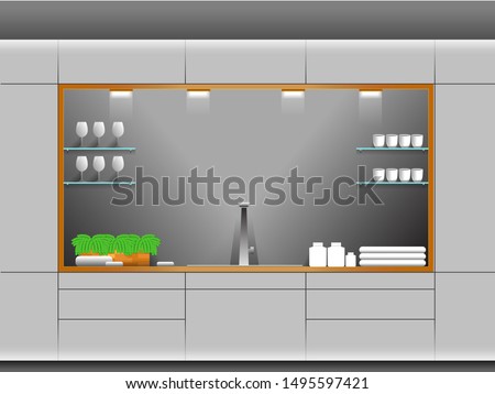 Modern Kitchen with grey futuristic concept background vector EPS 10