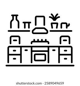 Modern kitchen icon in linear style 