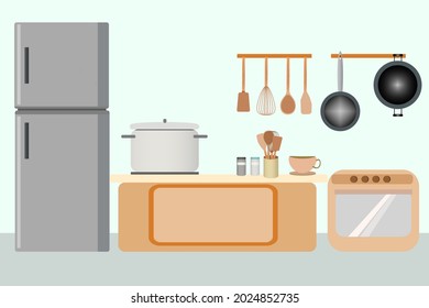 Vector de diseño plano de iluminación de cocina moderna