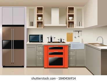 Modern kitchen interior background template