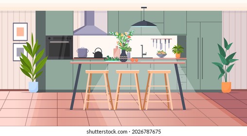Modern kitchen interior empty no people house room horizontal