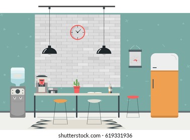 Modern Kitchen Interior Empty No People House Room Flat Vector Illustration