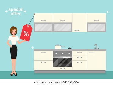 Modern kitchen interior as furniture set