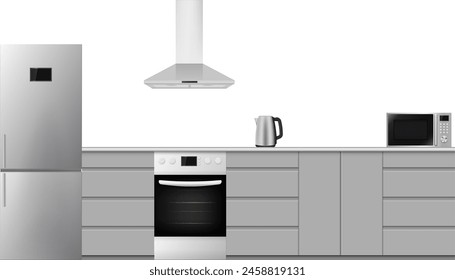 Modern kitchen interior in minimalist design. Vector illustration. Eps 10.