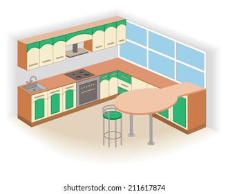 modern kitchen interior (vector illustration)