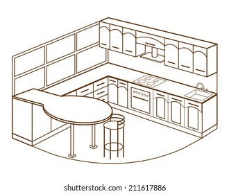 modern kitchen interior (vector illustration)