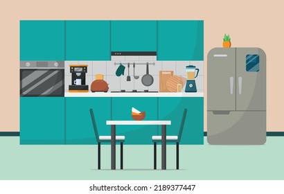 El moderno interior de la cocina. Ilustración del vector
