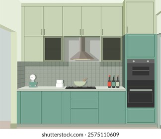 Modern Kitchen Interior Vector Illustration