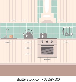 Modern kitchen interior. Vector illustration