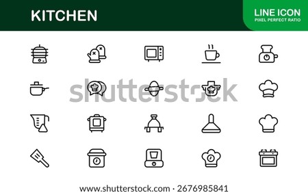 Modern Kitchen Line Icon Set – Professional Minimalist Vector Icons for Cooking, Baking, and Culinary Themes