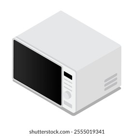 Modern kitchen microwave for heating and cooking food, top view at an angle. Isometric vector isolated on white background