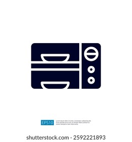 Modern Kitchen Oven Icon Design Featuring Two Compartments with Control Knobs for Cooking and Baking Recipes