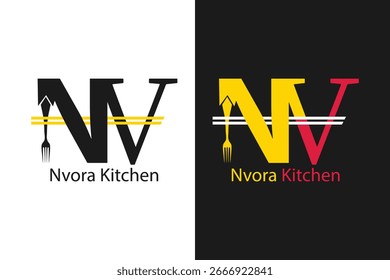 Modern kitchen and restaurant logo design, perfect for branding cafes, eateries, and culinary businesses. Stylish concept ideal for menus, packaging, and professional food identity.