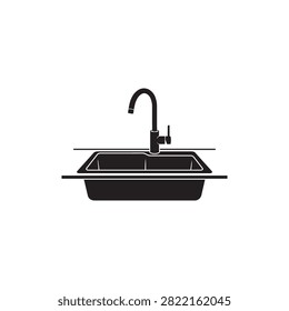 Modern kitchen sink with sleek black faucet for contemporary homes. Minimalist double basin design ideal for stylish interiors and compact spaces.
