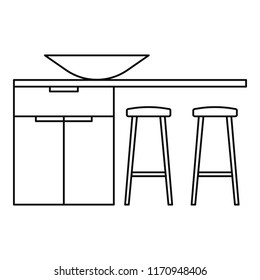 Modern kitchen table icon. Outline illustration of modern kitchen table vector icon for web design isolated on white background