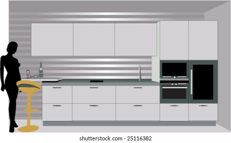 modern kitchen - vector