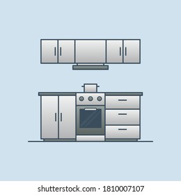 Modern kitchen vector icon illustration