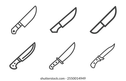 Colección moderna del icono del Vector del cuchillo, sistema de Diseños versátiles del cuchillo en forma del Vector