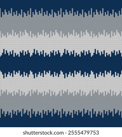 Modern knitting seamless pattern. With white gray dark blue color. Abstract style for winter vector illustration.