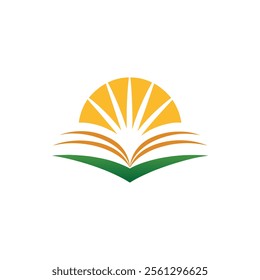 Modern knowledge icon featuring a minimalist book and sunburst design, set in a bold star frame.