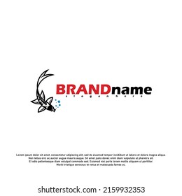 Modern Koi Fish logo  vector illustration template design. Creative line logo icons