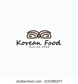 modern Korean food logo vector design template. outline Korean Food logo design vector concept idea with simple, minimalist and unique styles.