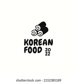 modern Korean food shop logo design vector illustration with unique, elegant and minimalist styles. silhouette Korean food ; Roll egg logo design vector template isolated on white background.