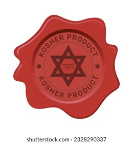 Modern Kosher Product Wax Seal, sticker, badge, label with David Star vector illustration